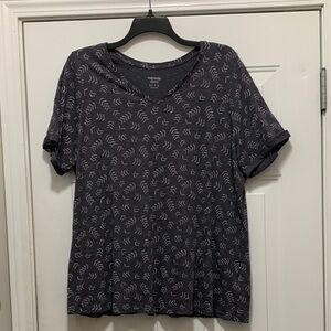 4/$10 Naturals d&co. Dark Gray Cotton Blend Patterned Short Sleeve Tee Size 2X